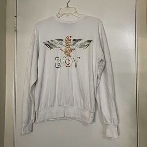 BOY LONDON white crew neck logo long sleeve sweatshirt sweater size XS
